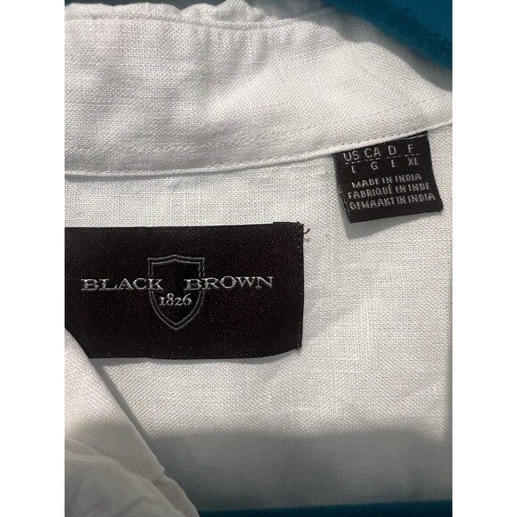 black brown 1826 shirt 100% Linen Size large - Picture 4 of 5